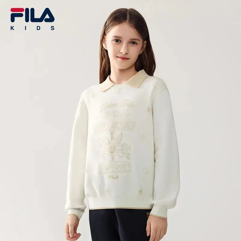 FILA斐乐儿童【马年毛衣】冬季贵气休闲女童编织衫K12G614401F