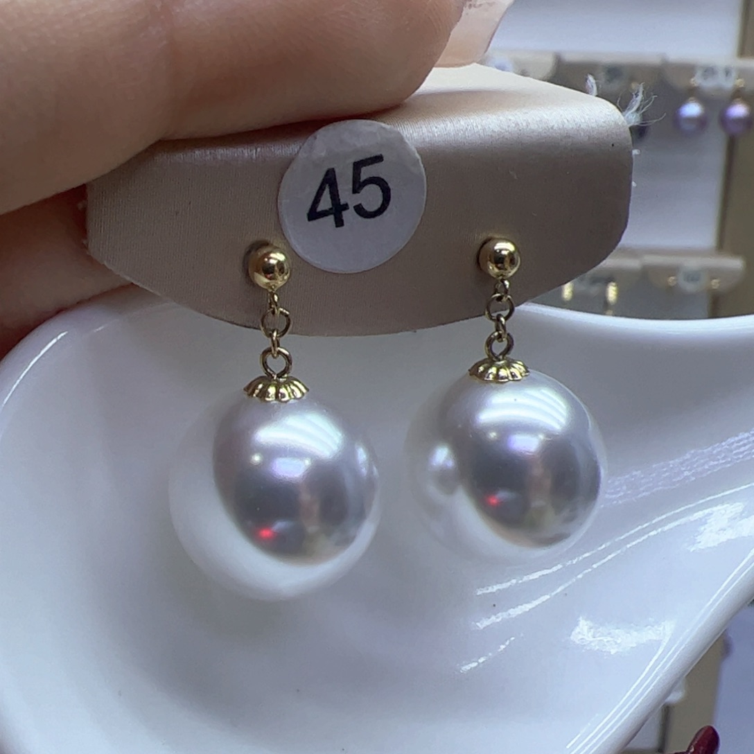 淡水珍珠耳饰18K金镶嵌