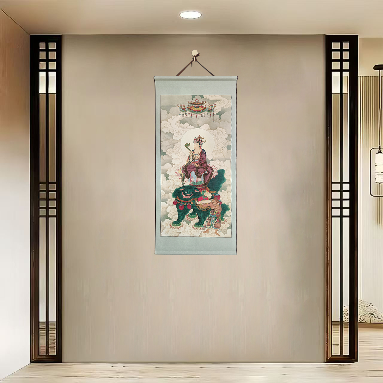 {40-79文殊菩萨}}40x85cm现代简约挂轴装饰画办公室家居装