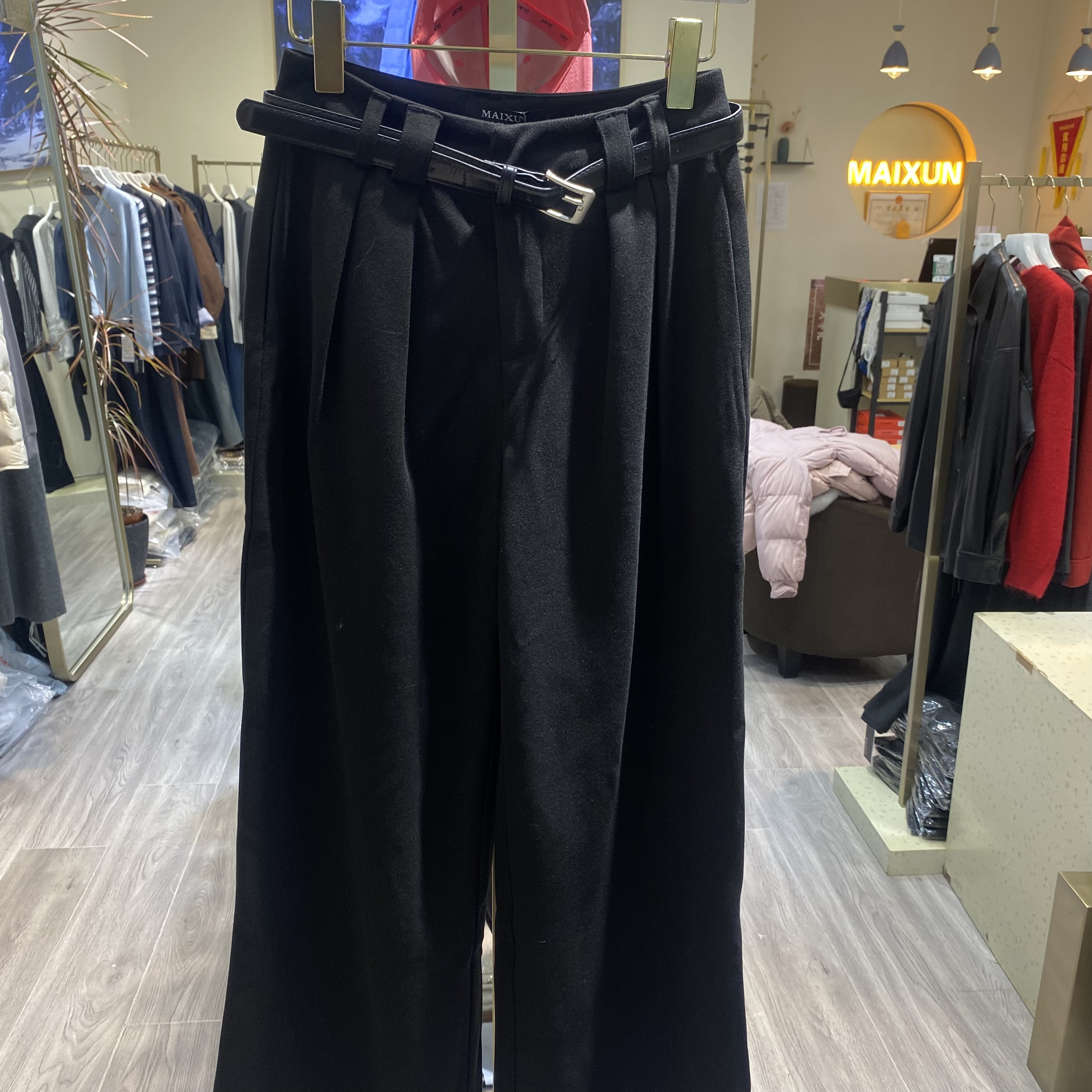 麦寻冬季毛呢阔腿裤高腰时尚时装裤西装裤kcfzq004