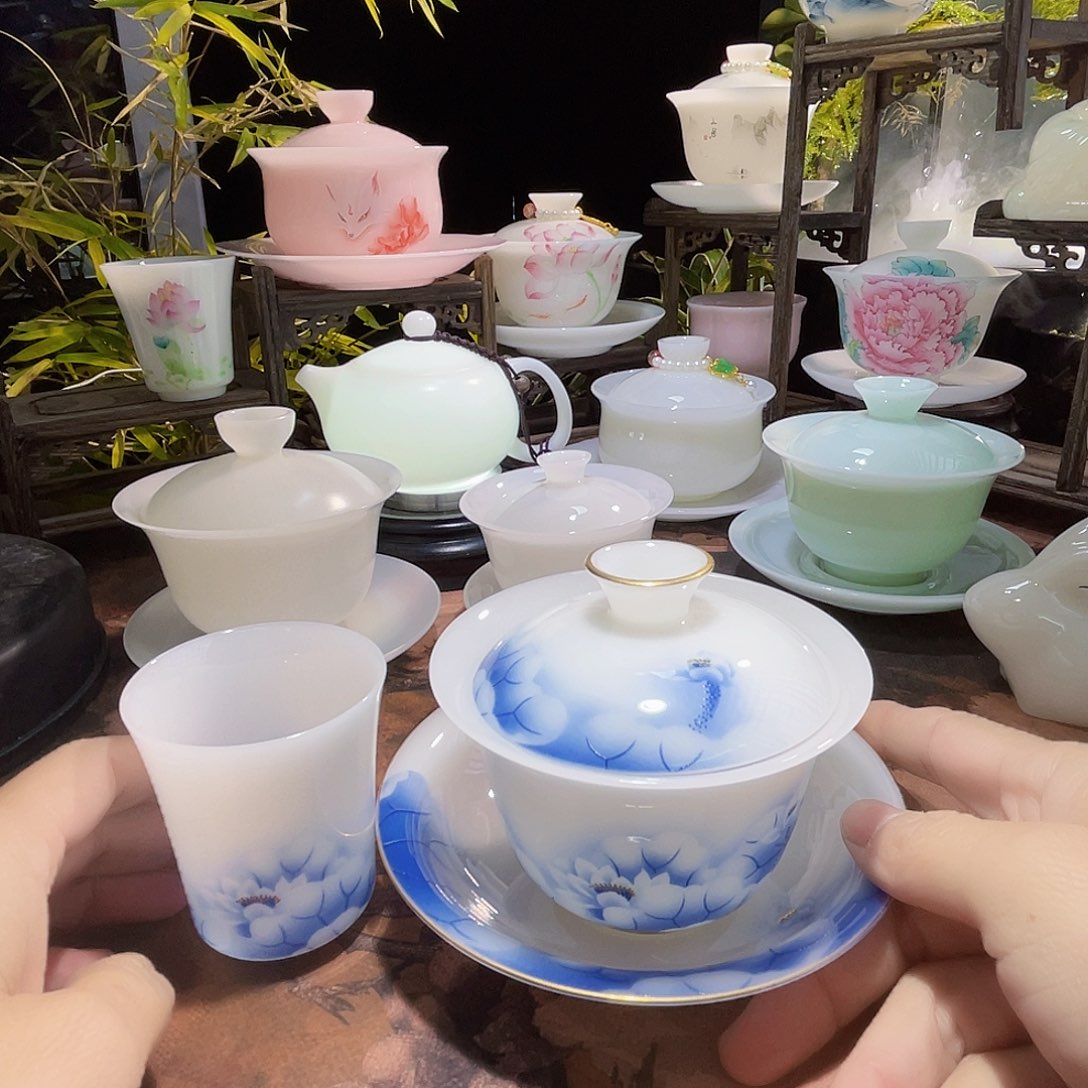 冰晶璞玉蓝莲花三才元宝➕主人杯