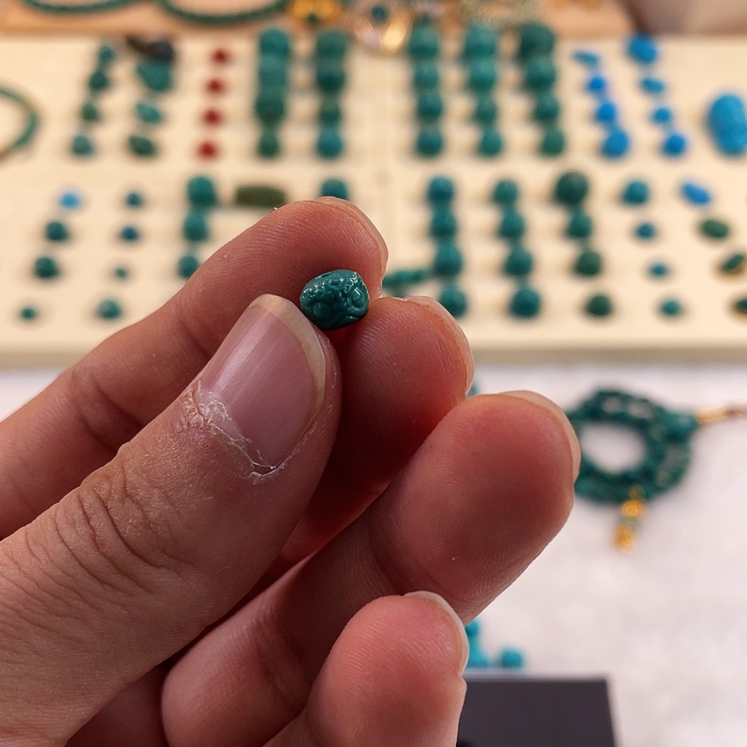 绿松石未镶嵌耳饰