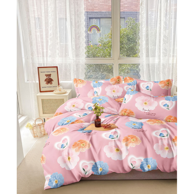 双人床单-{粉色向日葵床单}2.3*2.3米正负5厘米加密加厚亲肤柔软