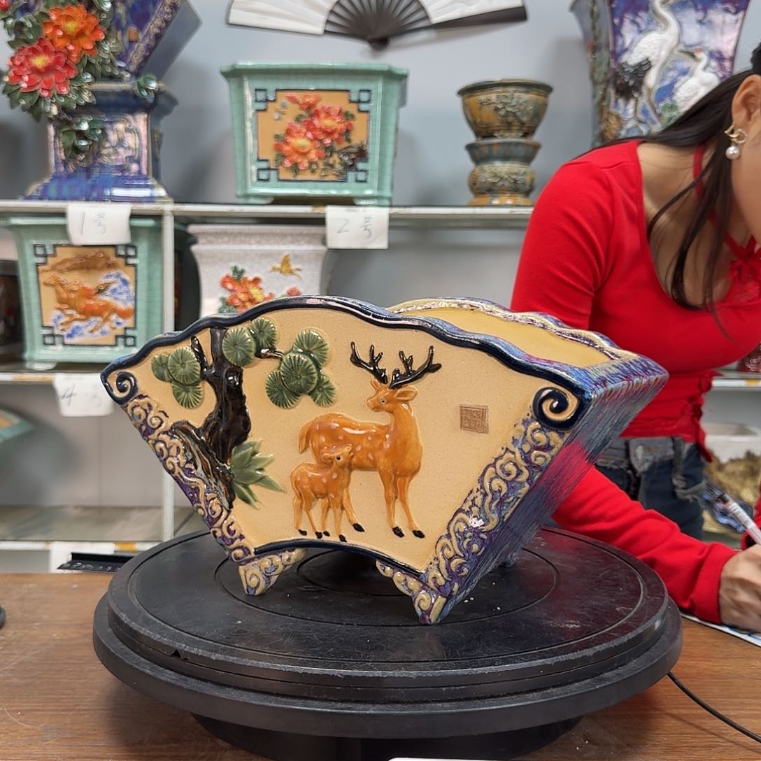 红陶吴*冰石湾盆200