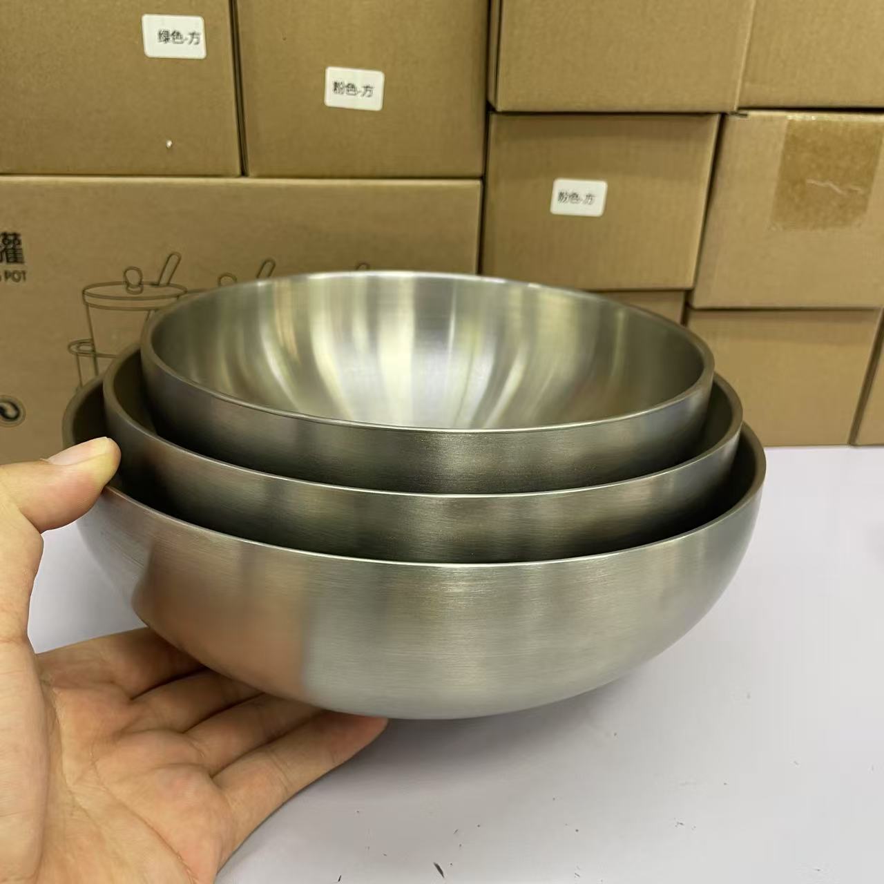 澳芯食品级304韩式双层碗饭碗商用家用隔热面碗汤碗餐具甜品碗