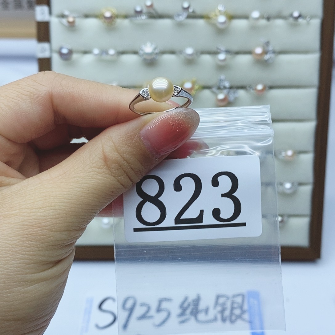 淡水珍珠戒指银S925镶嵌823