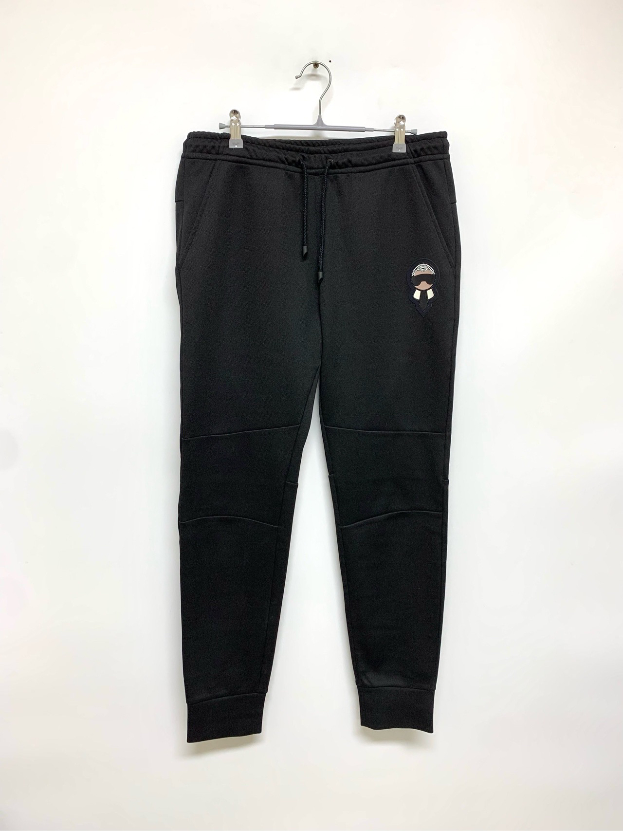 99新 FENDI/芬迪 黑色老佛爷刺绣卫裤/48码/Y1552