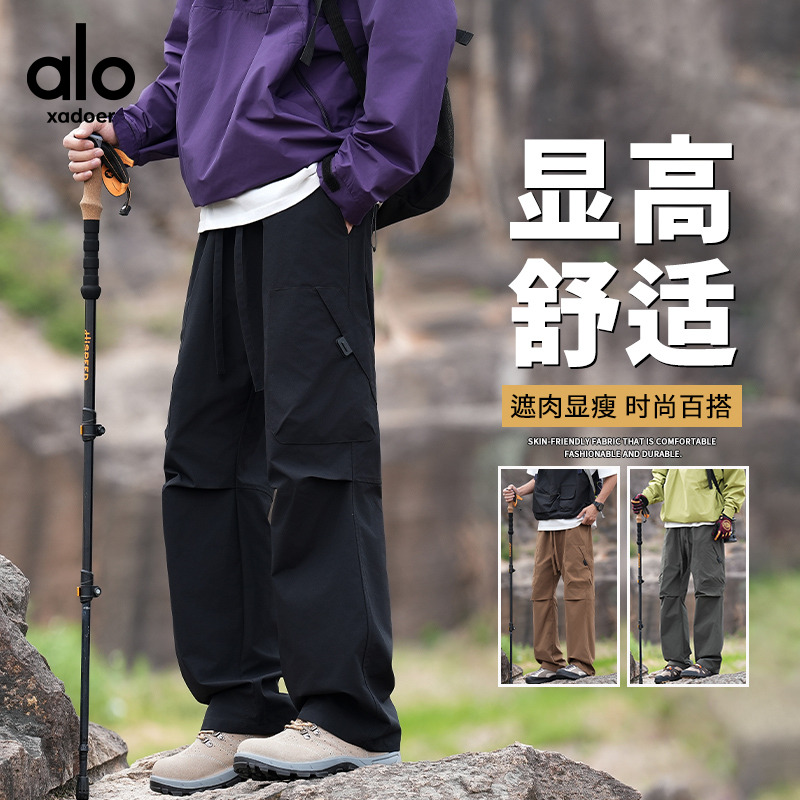 Aloxadoer春秋新款男士运动时尚百搭直筒宽松潮流户外休闲长裤