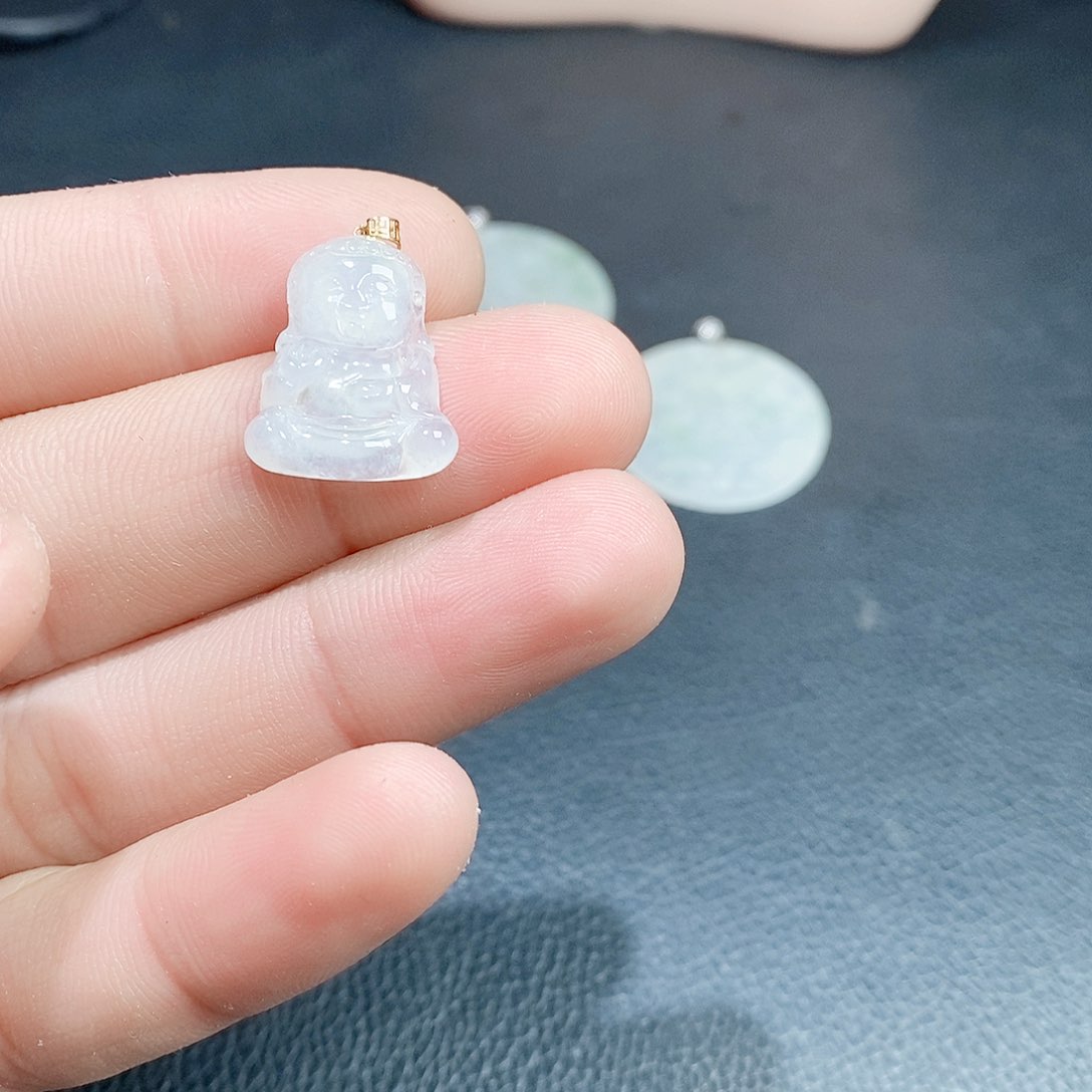 翡翠吊坠(不含链)18K金镶嵌