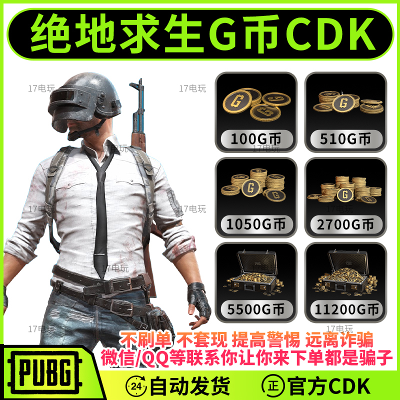 PUBG g币 绝地求生G币CDK吃鸡官方游戏币pubg gb代充G-coin兑换码