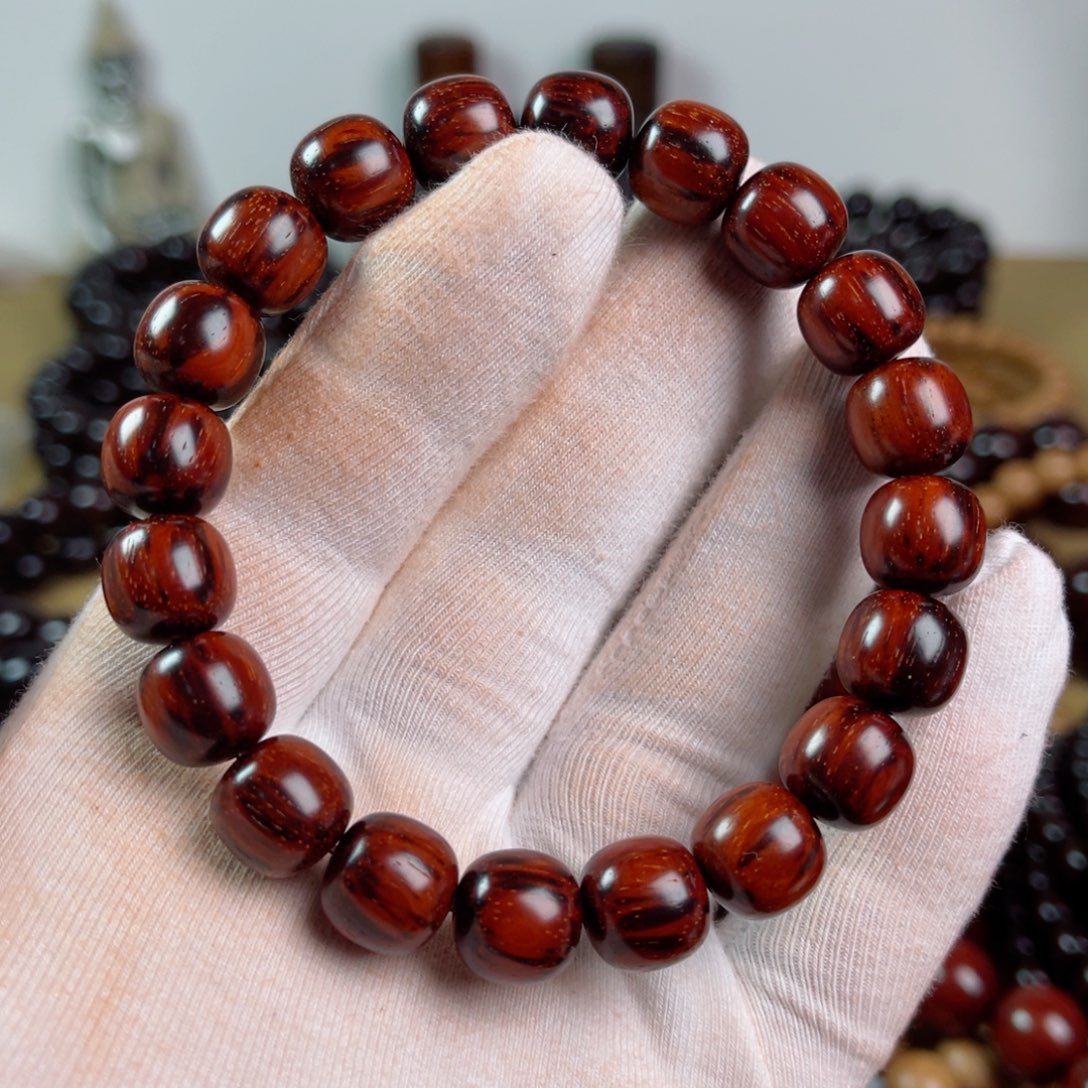 小叶紫檀手串/手链10.5/11老型高油润黑飘红拆房老料