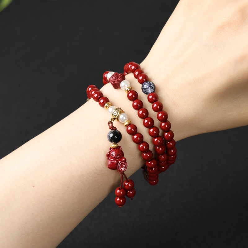 红珠子带虎眼精美多圈手串无礼盒MK915