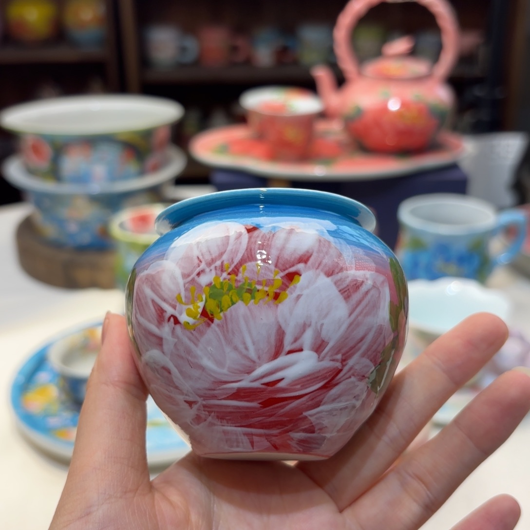 景德镇手绘高温釉下彩陶瓷茶具