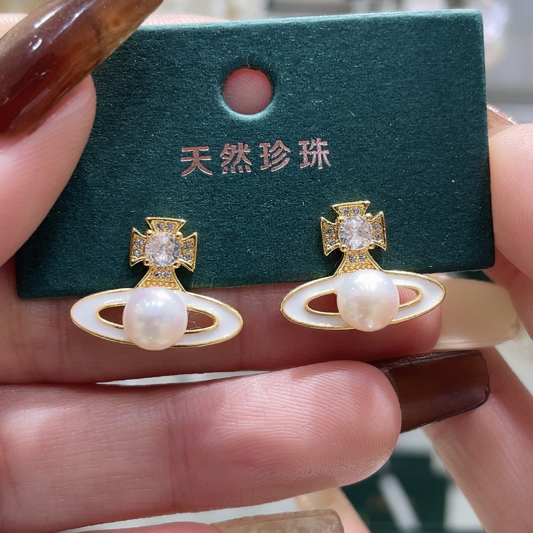 淡水珍珠银S925镶嵌耳饰