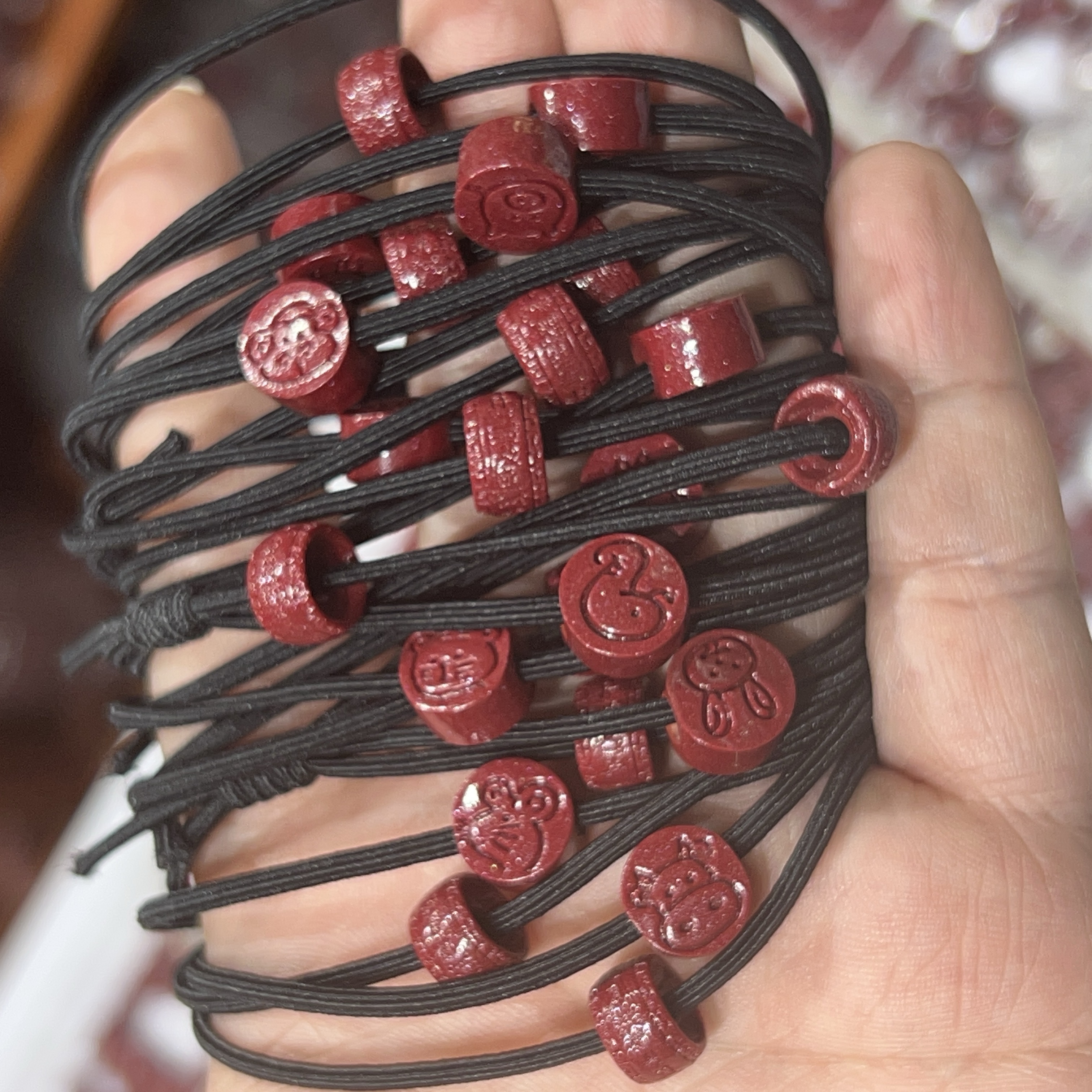 含辰砂工艺品高含量朱砂12生肖头绳-紫金砂福利款