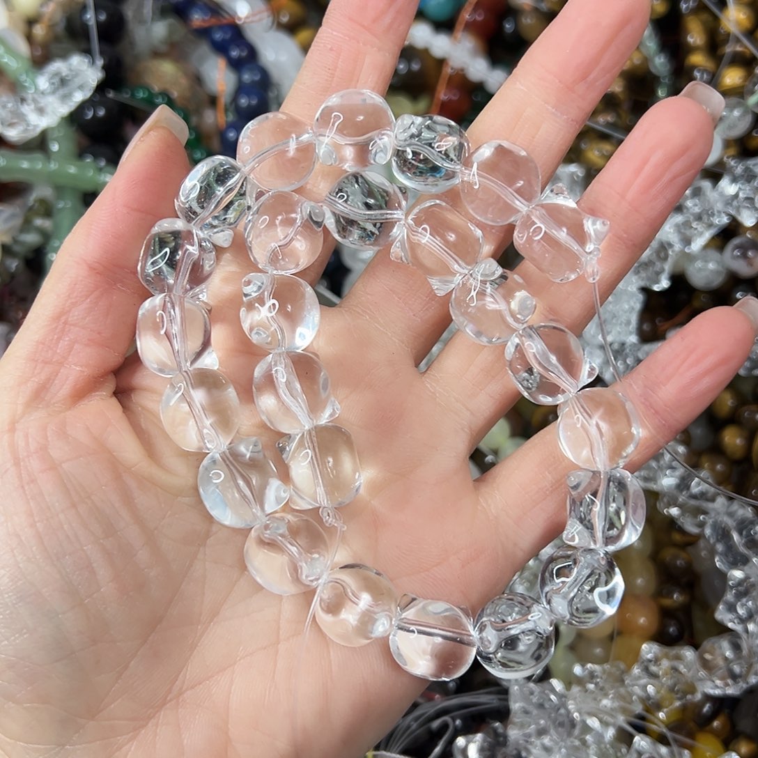 玛瑙/玉髓未镶嵌珠宝半成品，压电白水猫头25颗