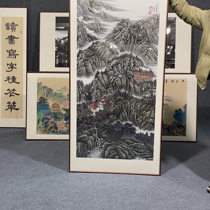 国画手绘作品带框