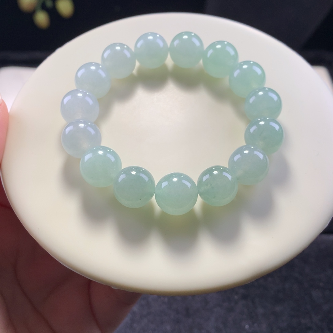 翡翠未镶嵌手串卡12青提串