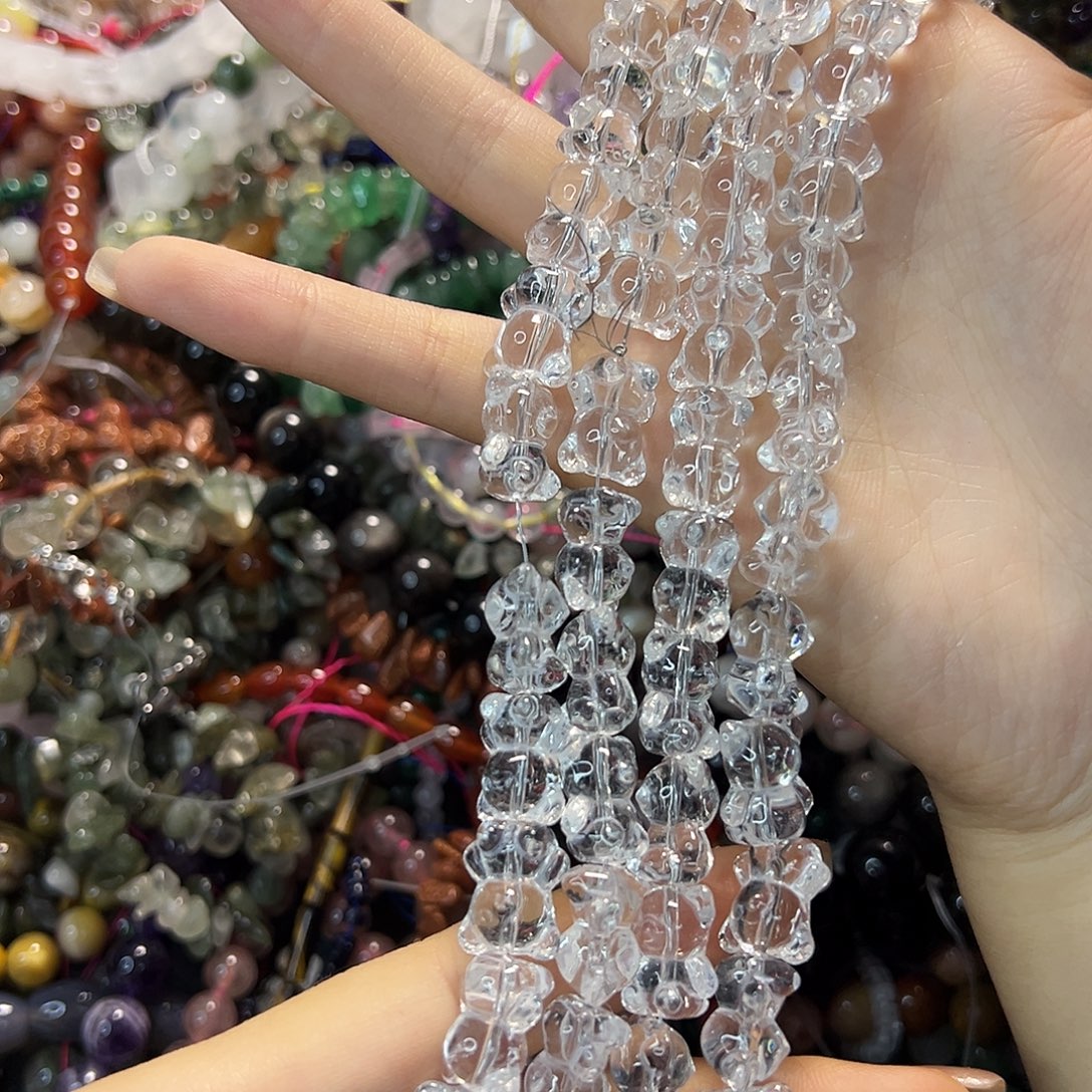 玛瑙/玉髓合金珠宝半成品白水小熊一条多圈