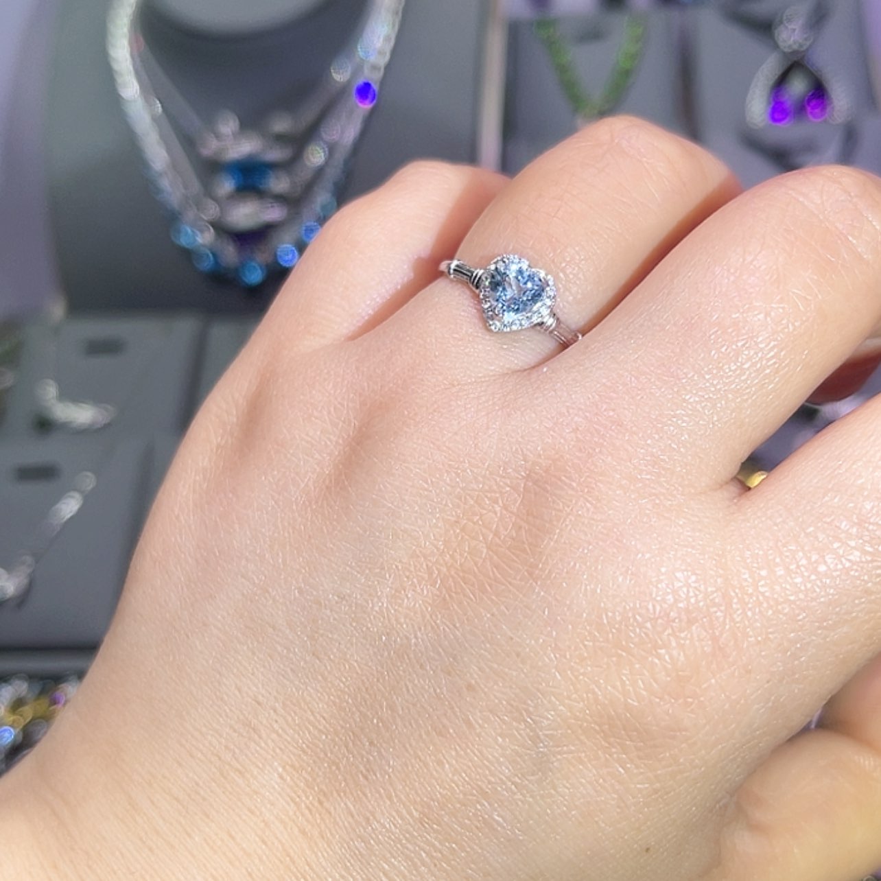 【闪购商品】海蓝宝石戒指银S925镶嵌