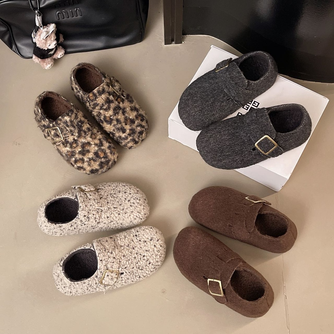 网红冬季豆豆鞋软底保暖休闲乐福鞋中跟宝宝胶粘韩版78805