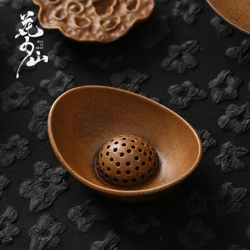 粗陶全瓷一体茶漏茶滤功夫茶具配件复古陶瓷过滤器斗茶隔倒茶过滤