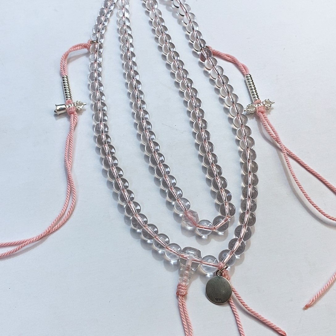 水晶手链未镶嵌原创设计粉色卡8mm