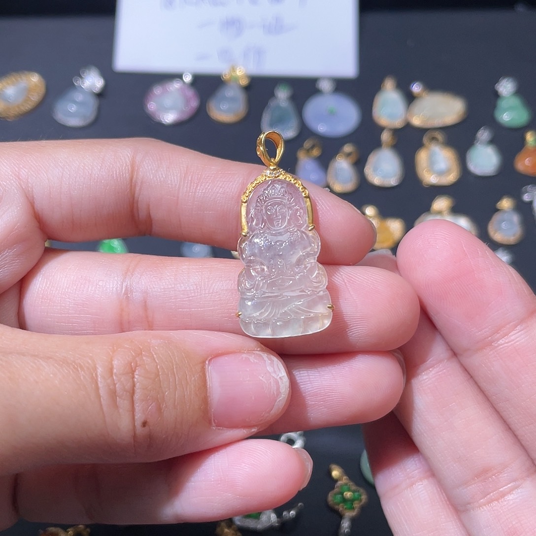 翡翠18K金镶嵌吊坠(不含链)吊坠