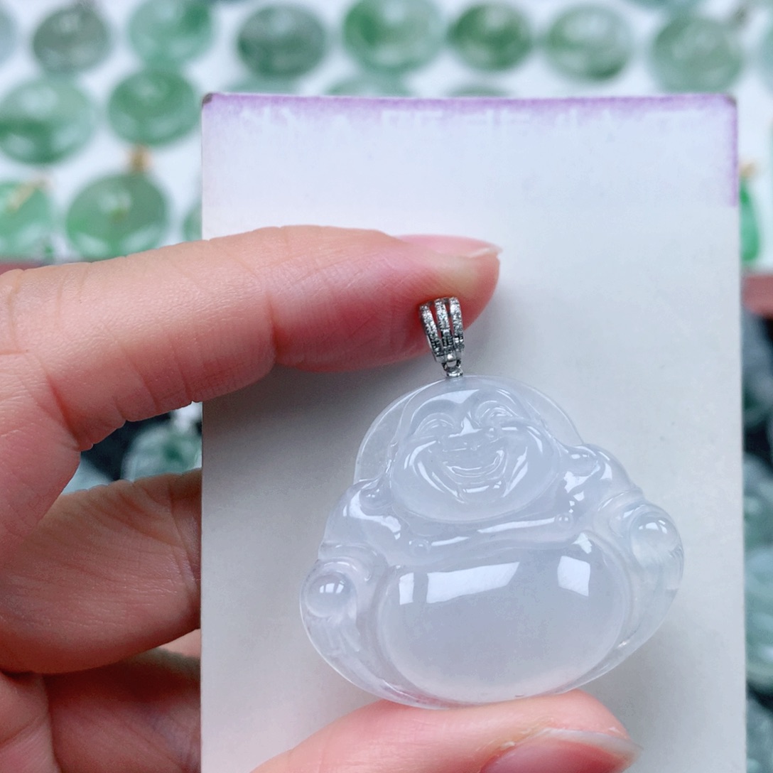 翡翠吊坠(不含链)18K金镶嵌