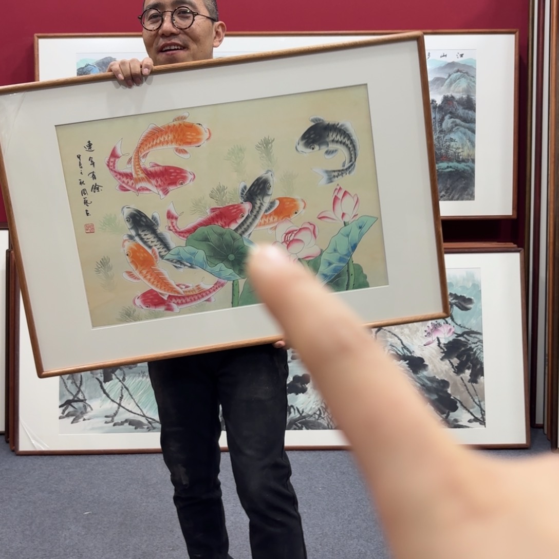 国画带框绘画90/60尺寸