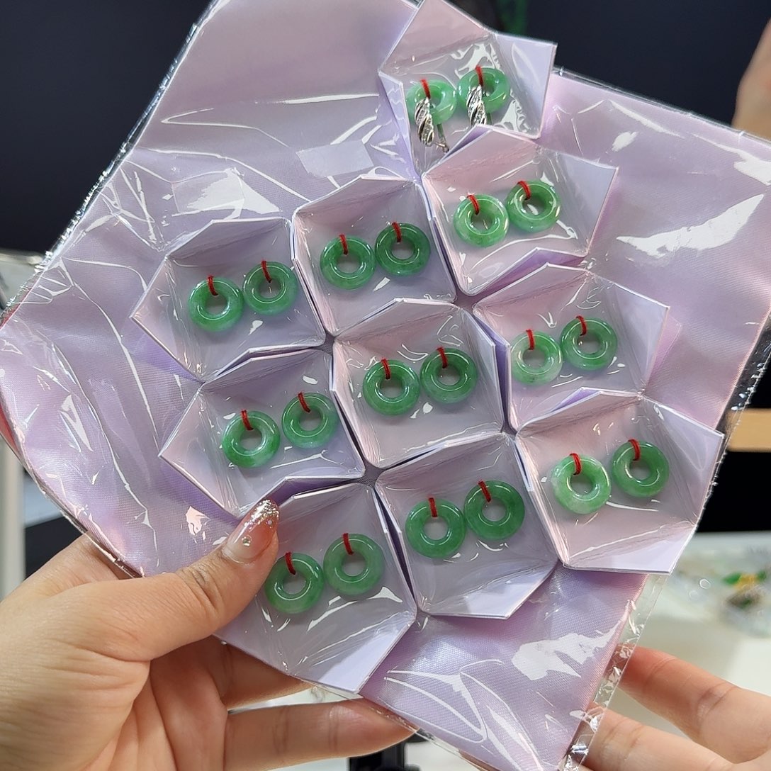 翡翠耳饰银S925镶嵌多样性发货发其一发一对925镶嵌