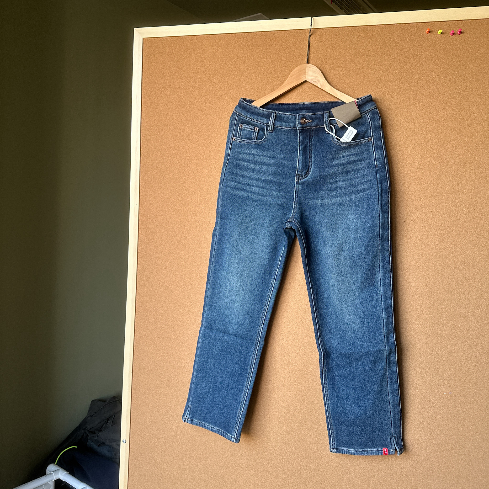 【美琪优选】加绒直筒小脚九分牛仔裤 靴裤 女牛仔裤