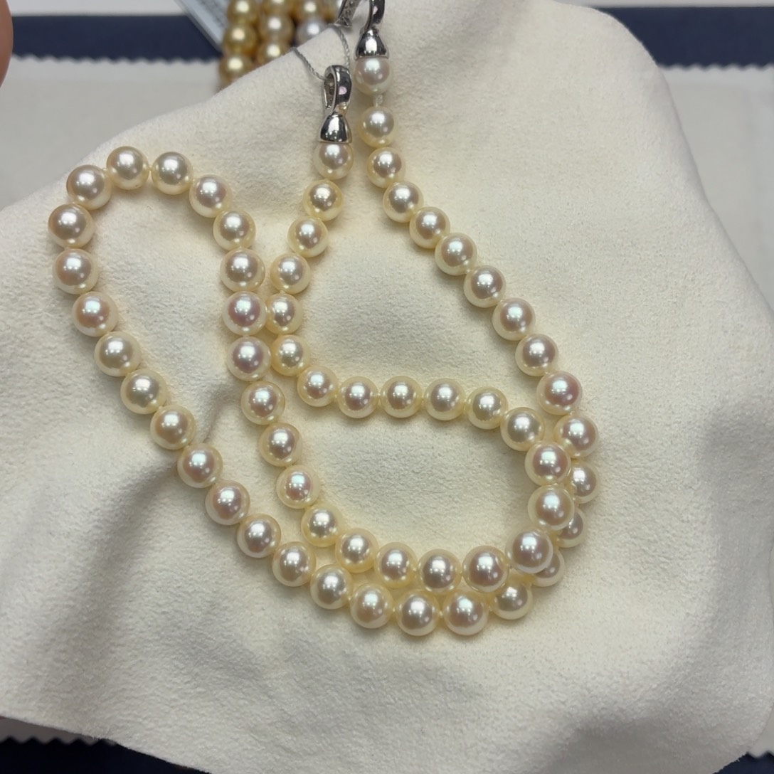 银S925镶嵌颈饰拼合珍珠（马贝珠）6.5-7