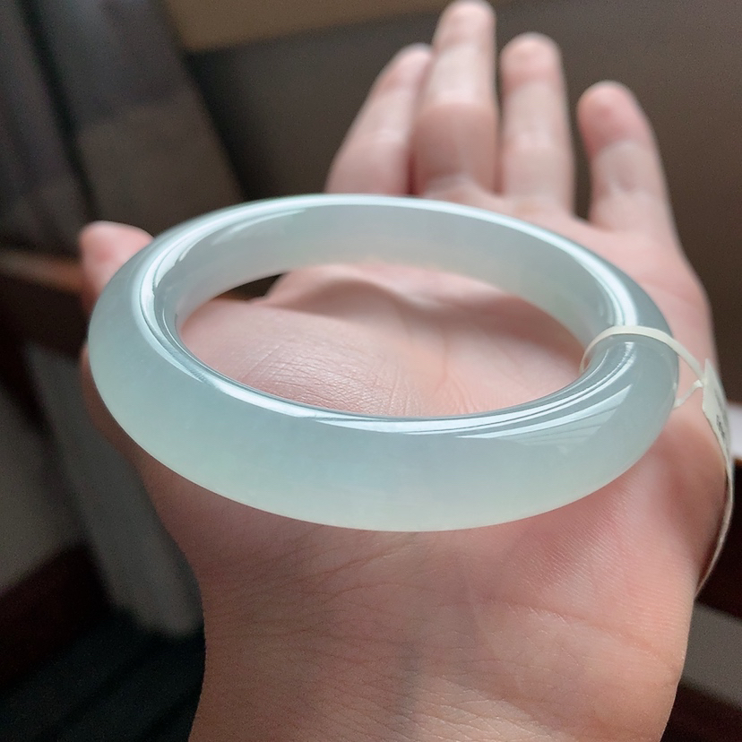 胖圆条53mm 冰种胖圆条自然光透手无问题双11条宽 白冰
