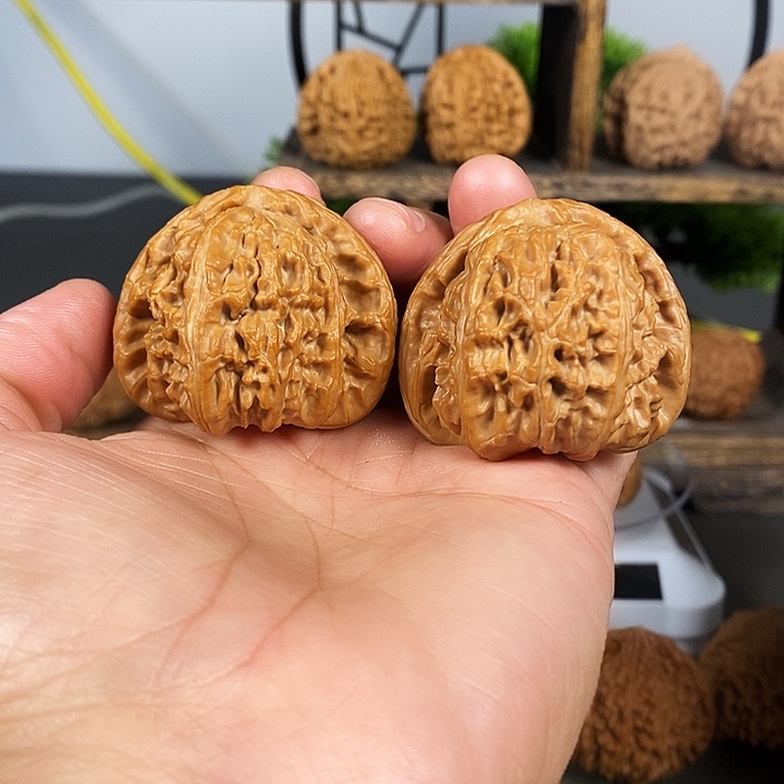 文玩核桃把件角白44尺红皮骨质嘎嘎好