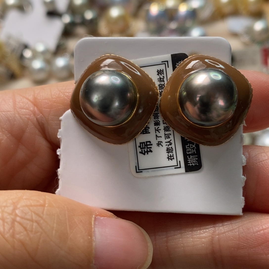 海水珍珠耳饰银S925镶嵌