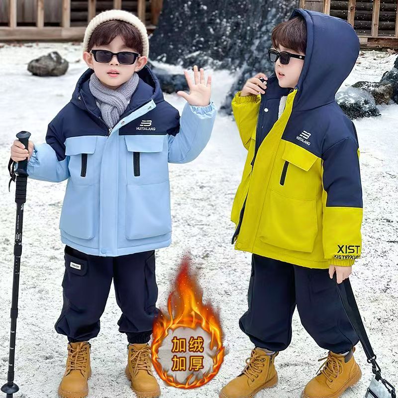 [ 加绒加厚] 男童加绒外套冬季棉衣2025款儿童加厚派克服秋冬棉服