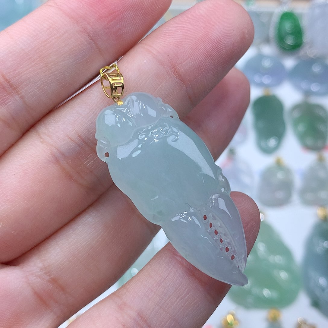 翡翠颈饰18K金镶嵌蟹钳