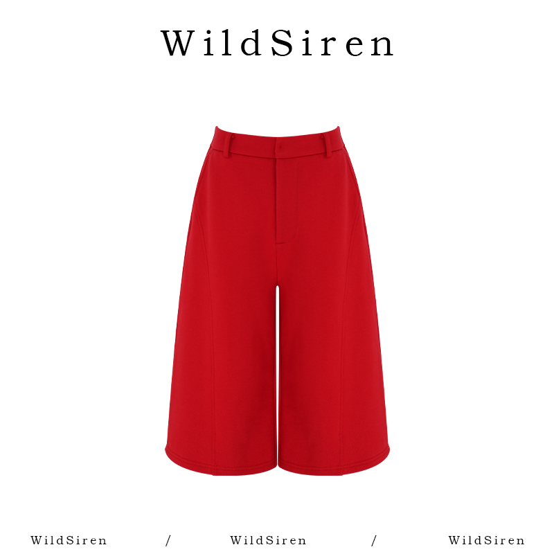 【Wildsiren】秋冬七分中裤卫裤显瘦直筒纽扣简约阔腿休闲裤370031