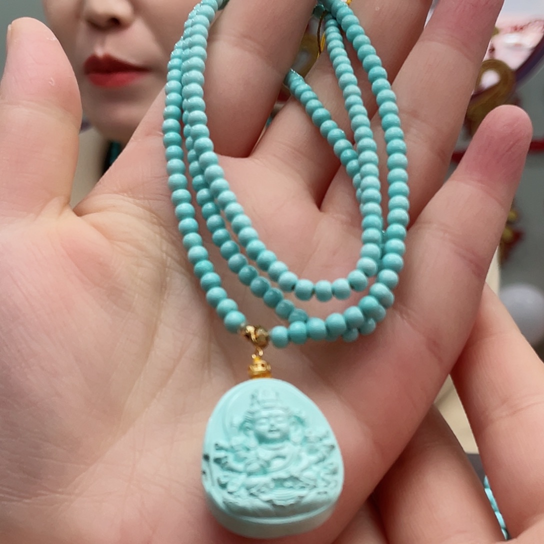 绿松石颈饰18K金镶嵌