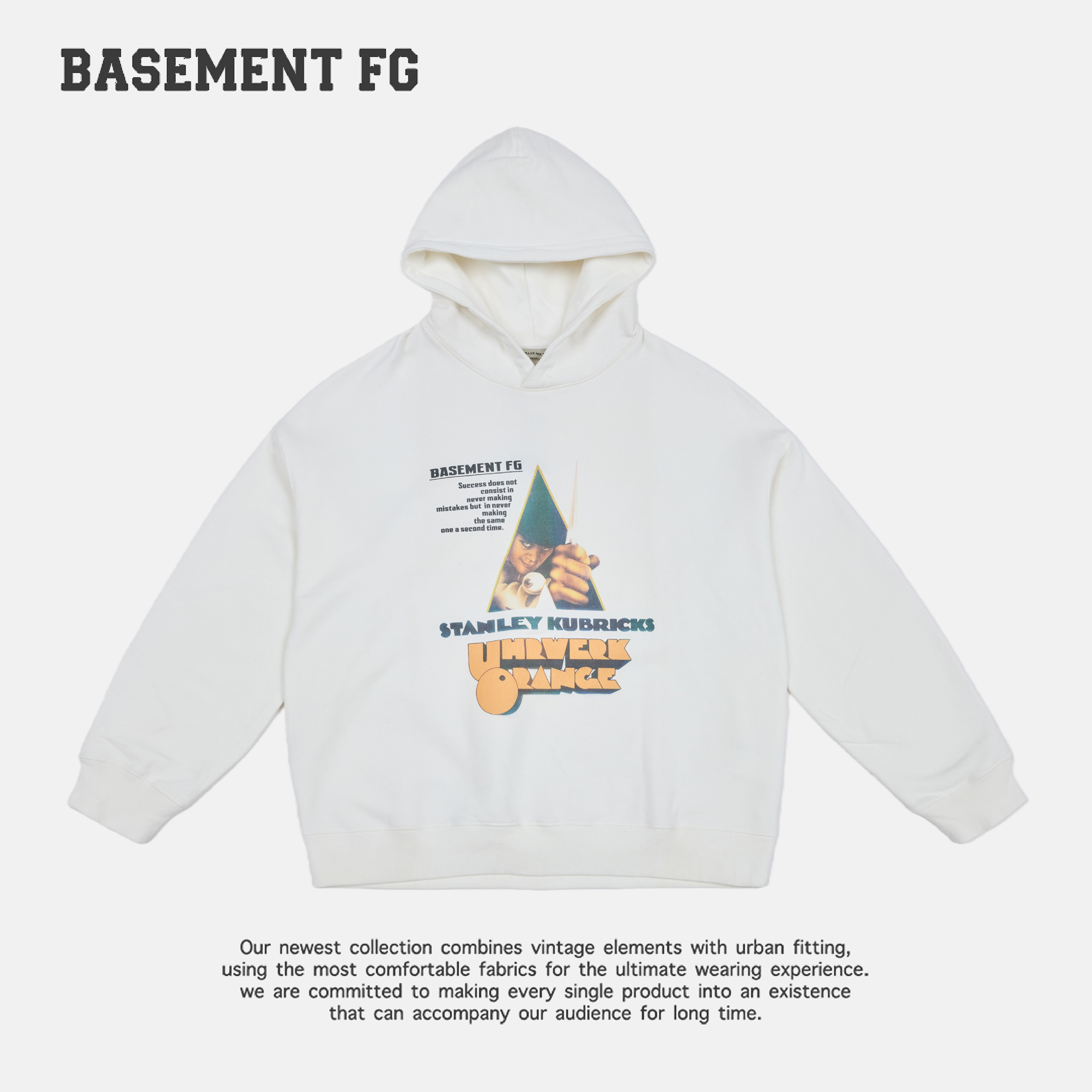 【活动】BASEMENT连帽宽松型印花杜宾犬加绒卫衣23CW0024009