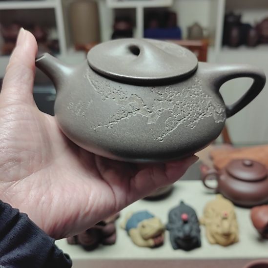 ****蝉紫砂茶壶石瓢老青段300<c手工制作