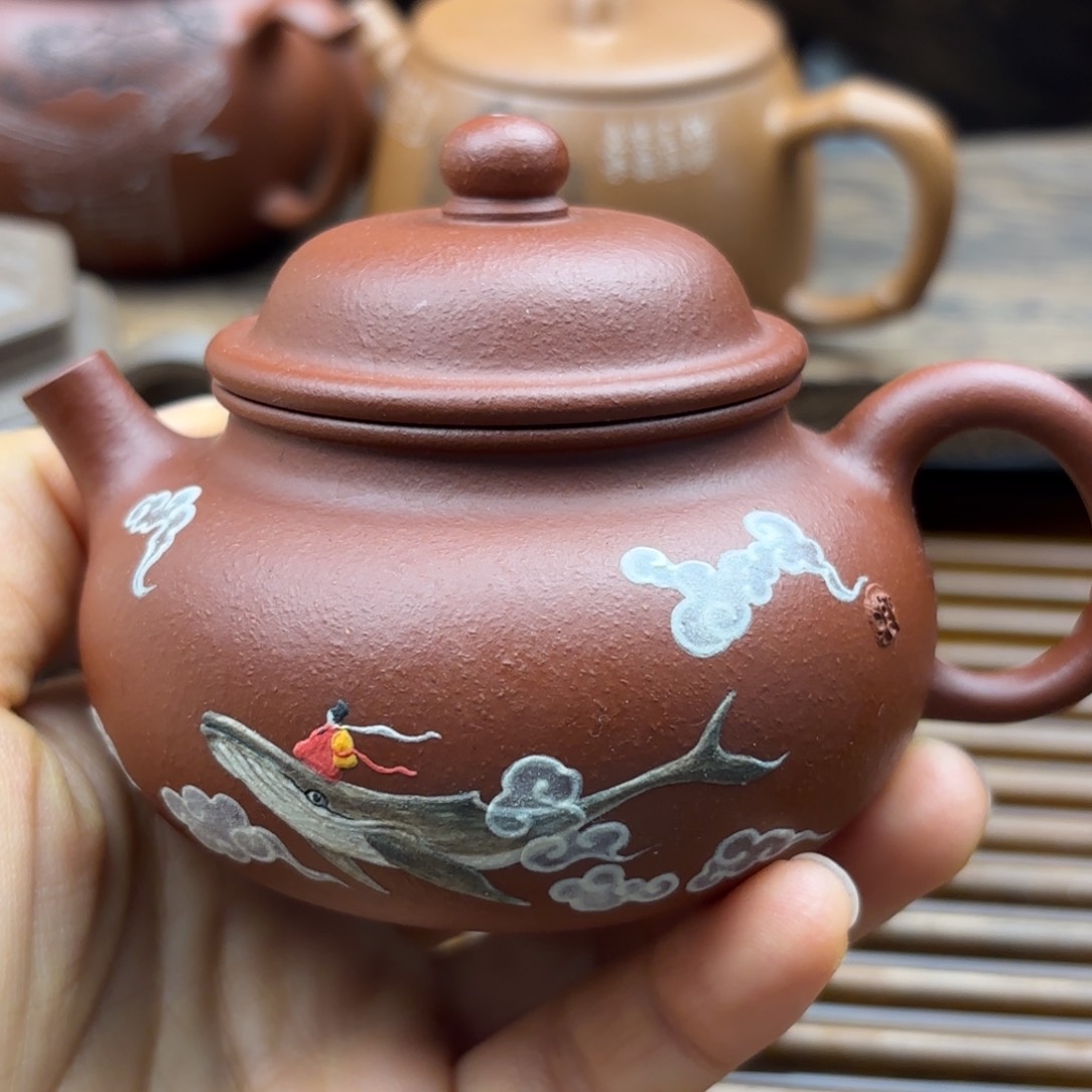 茶壶紫砂容天朱泥120c c