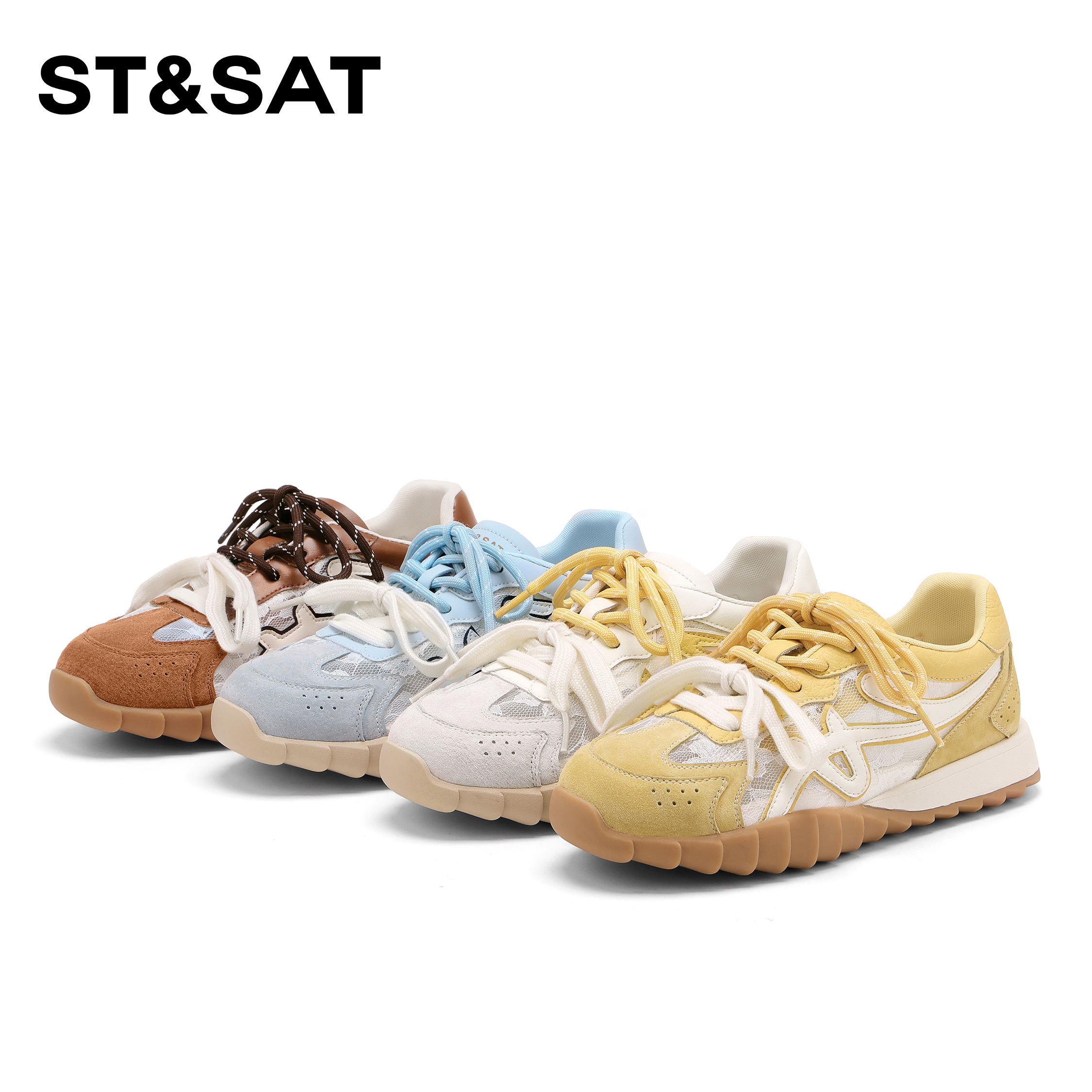 St&Sat/星期六休闲鞋女2025夏季新款复古简约百搭厚底系带德训鞋