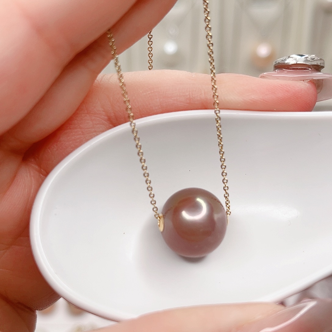 淡水珍珠吊坠(赠链)18K金镶嵌