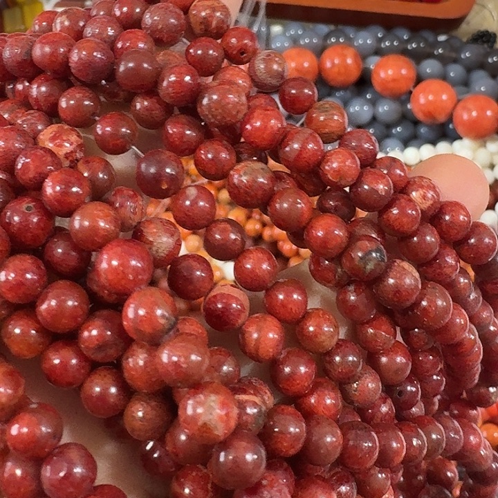 玛瑙/玉髓合金珠宝半成品一条6mm圆珠