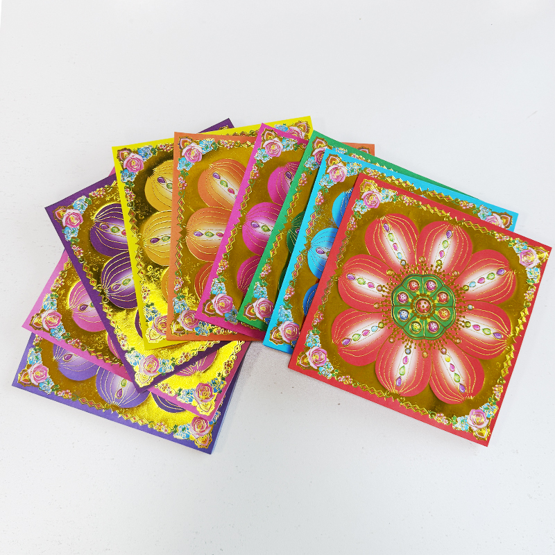 琉璃莲花烫金 19x19厘米彩色琉璃纸双面彩印折九转莲花手工折纸