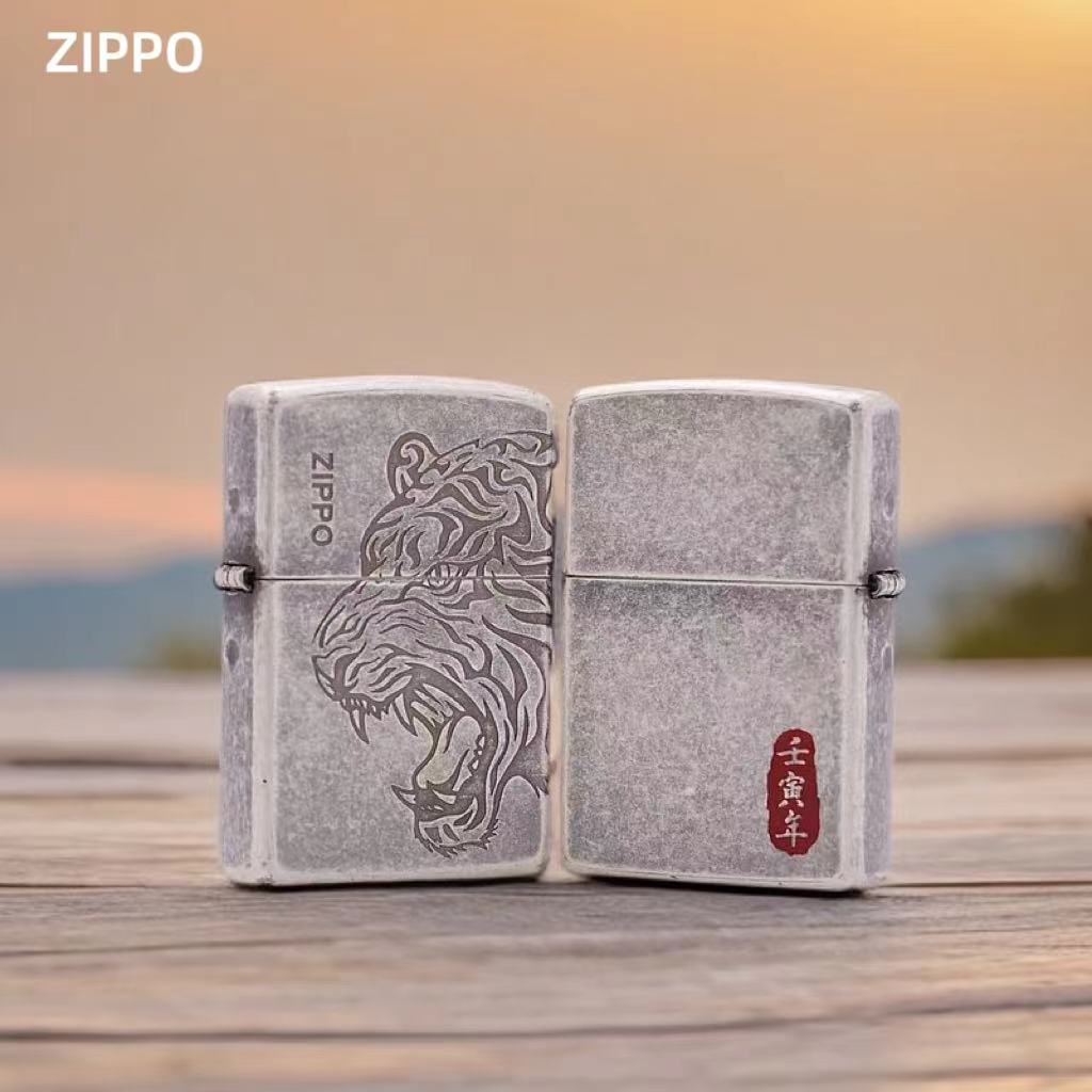 ZIPPO/之宝打火机仿古银寅虎 虎头 经典防风双面  TC9917GY