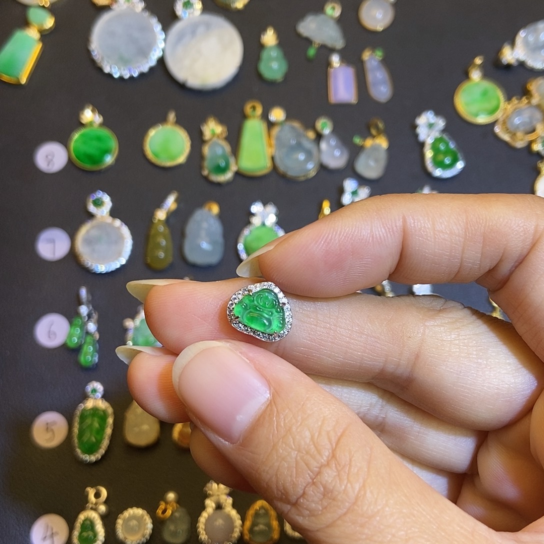 翡翠银S925镶嵌吊坠(不含链)