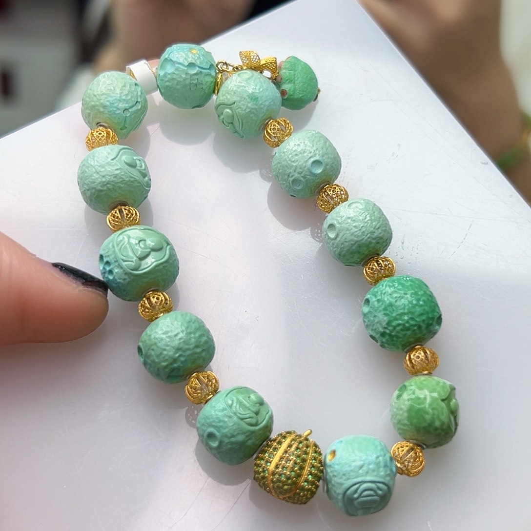 绿松石珠宝奇石18K金镶嵌